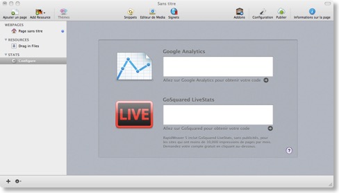 google analytics pour Rapidweaver