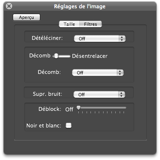 Réglages de l&#39;image