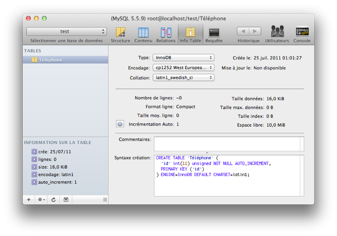 Sequel Pro : gestion des tables MySQL